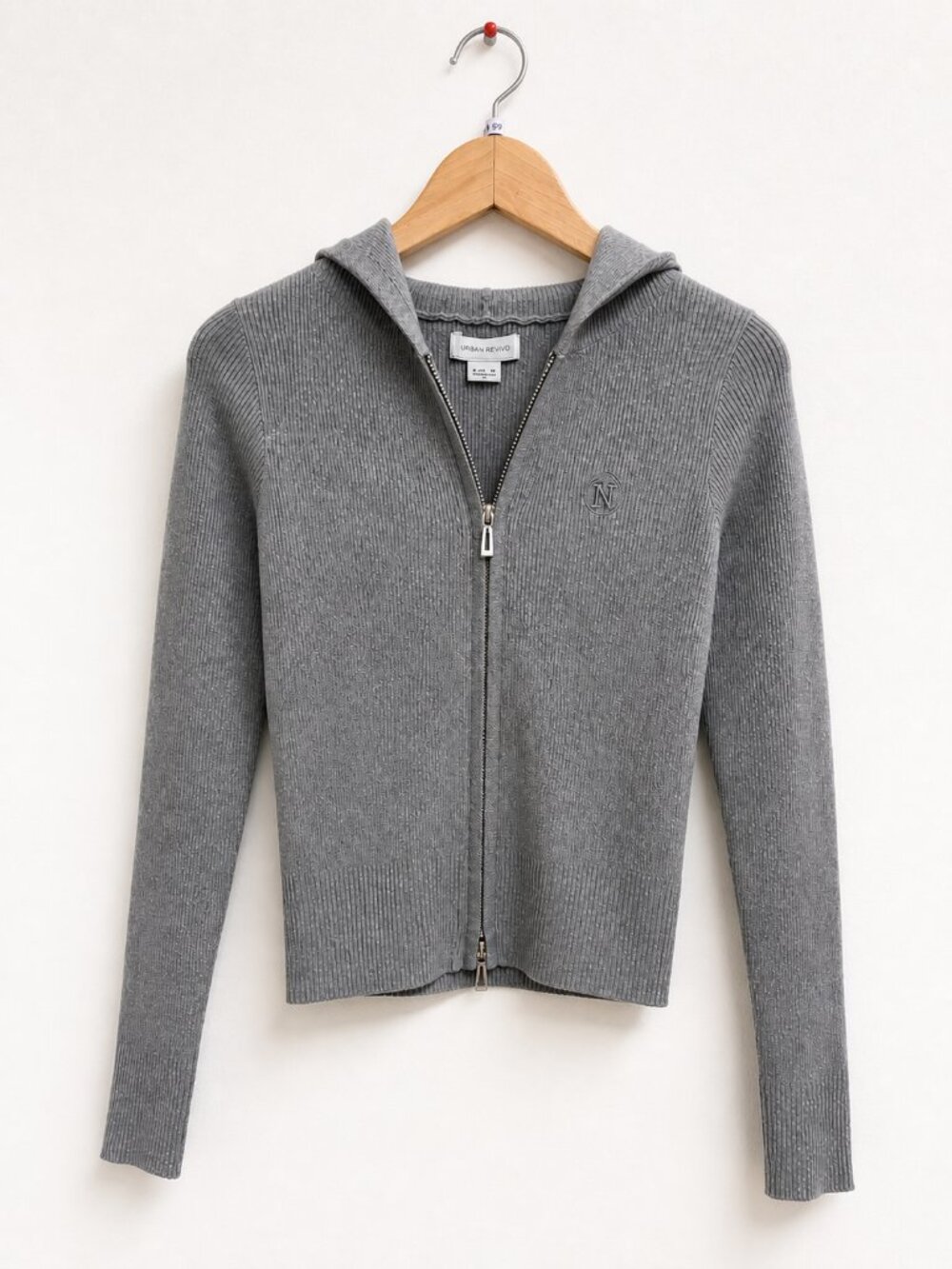 Urban Revivo Grey Knit Zip-Up Hoodie – Size 6